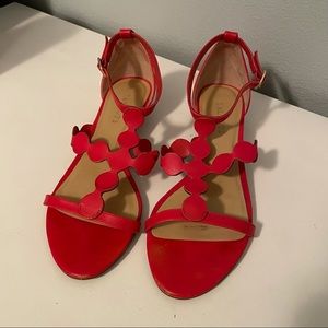 TALBOTS Red Wedge Low Heel Sandals Size 8